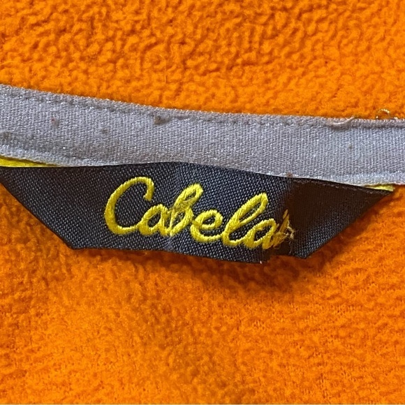 Cabela’s Orange Fleece Jacket Full Zip Mock Neck Outdoor Gorpcore Size Small - Picture 4 of 5